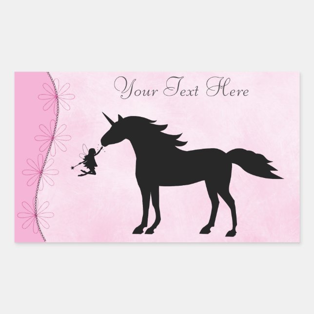 Personalised Unicorn and Fairy Silhouette Stickers (Front)
