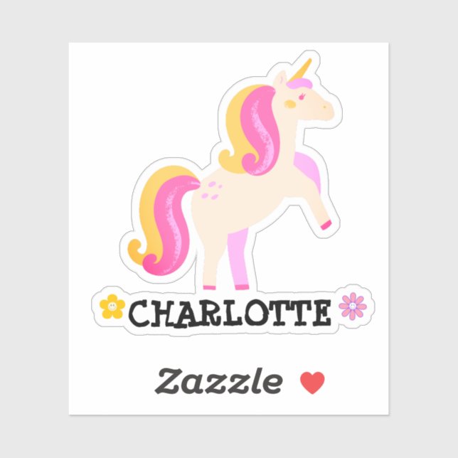 Personalised Unicorn and Flowers Pink and Yellow (Sheet)