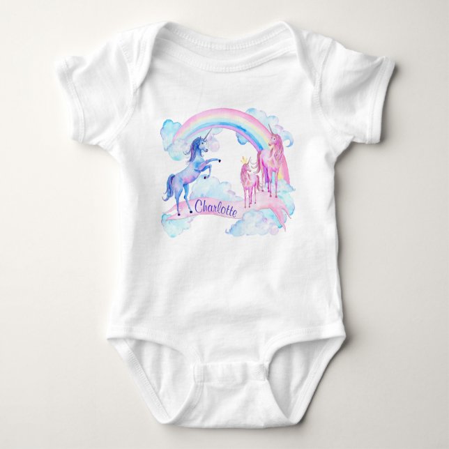 Personalised Unicorn Baby Girl Shirts (Front)