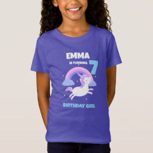Personalised Unicorn Birthday Girl T-Shirt