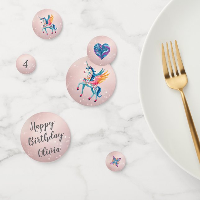 Personalised Unicorn Birthday Party Confetti (Group)