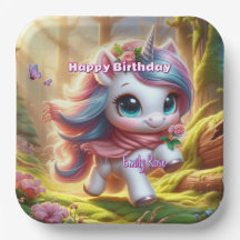Personalised Unicorn Birthday Party Plates