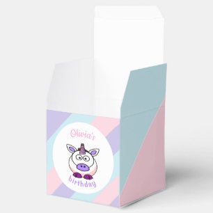 Personalised unicorn birthday pastel colourful favour box