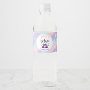 Personalised unicorn birthday pastel colourful water bottle label