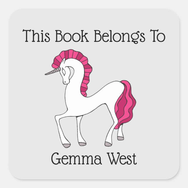 Personalised Unicorn Book Label (Front)