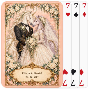 Personalised Unicorn Bride and Groom Wedding Favou Playing Cards
