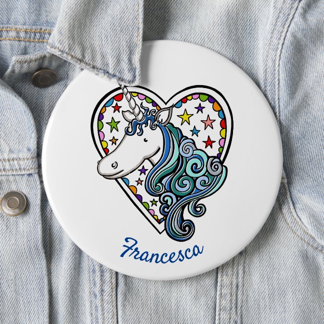 Personalised Unicorn Button Badge (In Situ)