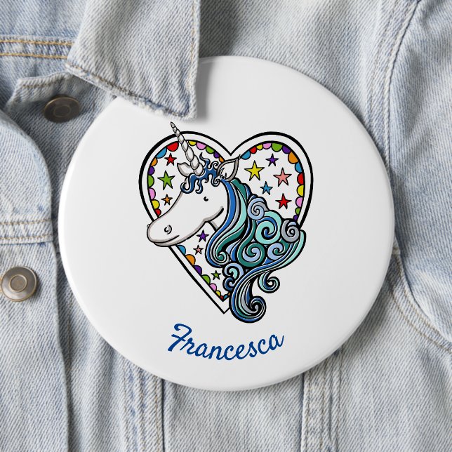 Personalised Unicorn Button Badge (In Situ)