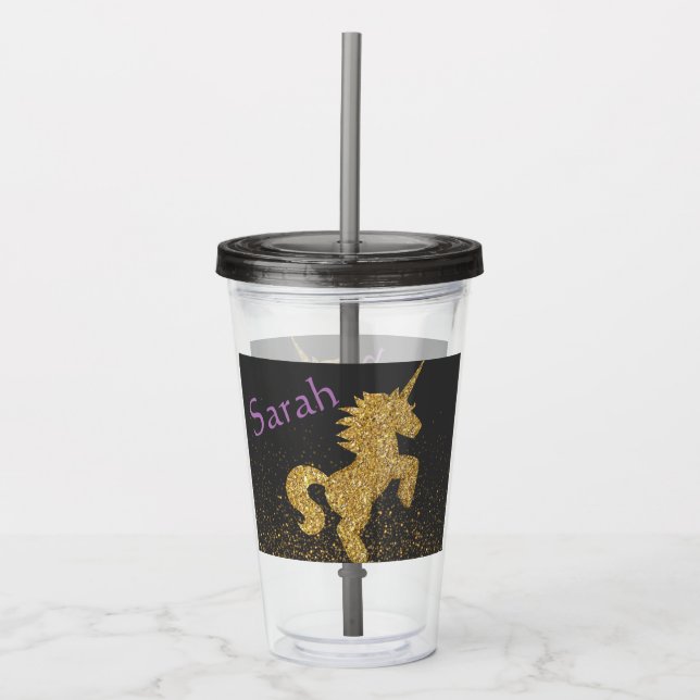 Personalised Unicorn Cup With Straw (Front)