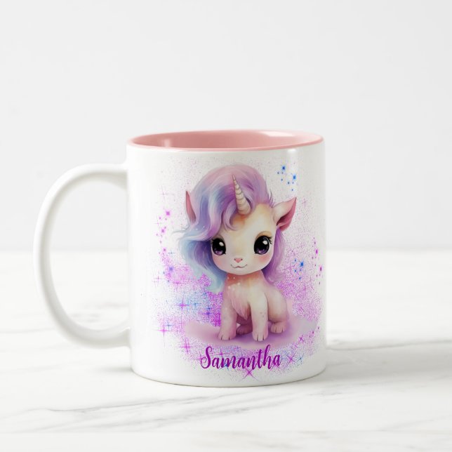 Personalised Unicorn Design Two-Tone Coffee Mug (Left)