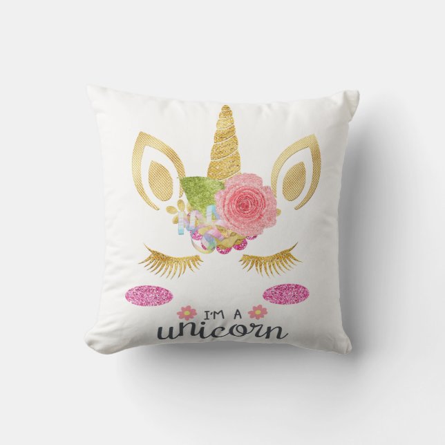 Personalised Unicorn Face with Pony Cushion (Front)
