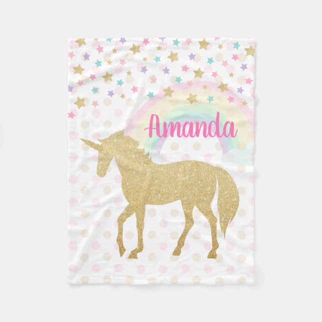 Personalised Unicorn Fleece Blanket (Front)