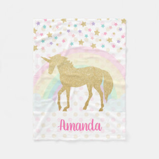 Personalised Unicorn Fleece Blanket