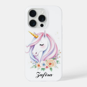 Personalised Unicorn Floral iPhone Case 15 pro