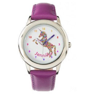 Personalised UNICORN Girls watch Purple