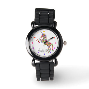 Personalised UNICORN Girls watch SILVER - add name