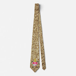Personalised Unicorn Gold Mens Dress Tie