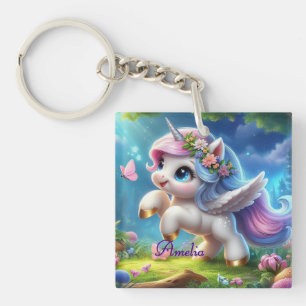 Personalised Unicorn Keychain Custom Name Gift