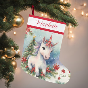 Personalised Unicorn Large Christmas Stocking