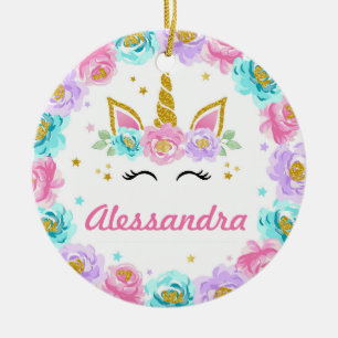 Personalised Unicorn Magical Party Favour Ceramic Tree Decoration