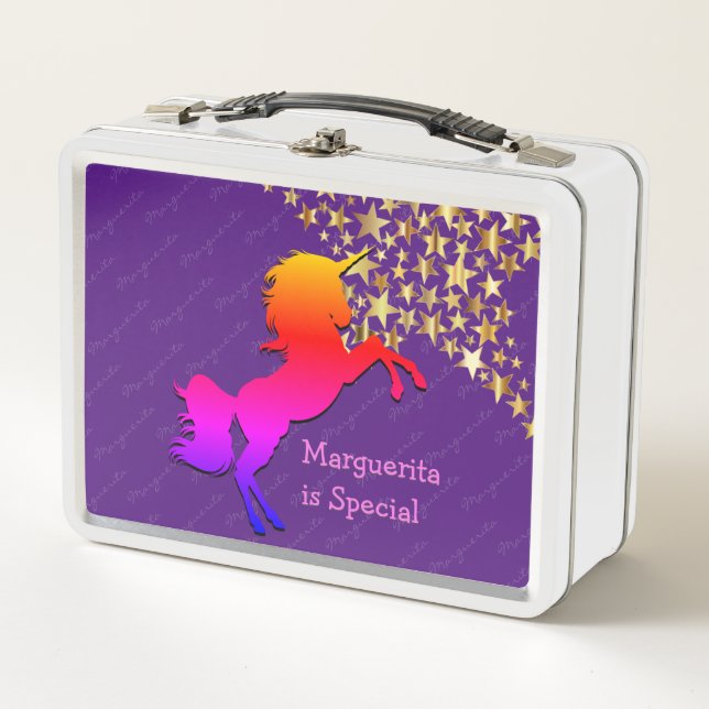 Personalised UNICORN Metal Lunch Box (Front)