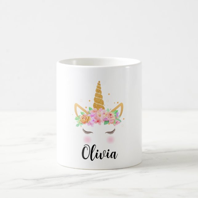 Personalised unicorn mug, Kids gifts Coffee Mug (Center)
