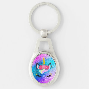 Personalised Unicorn Ombre Glitter Key Chain