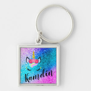 Personalised Unicorn Ombre Glitter Key Chain