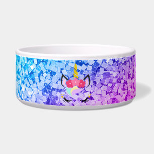 Personalised Unicorn Ombre Glitter Pet Bowls