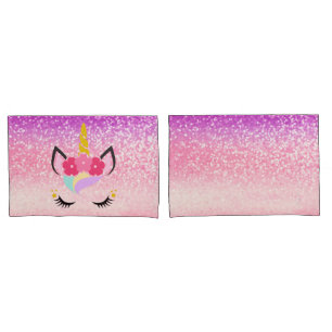 Personalised Unicorn Ombre Glitter Pillow Cases
