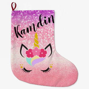 Personalised Unicorn Ombre Glitter Stocking