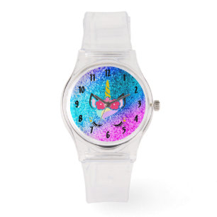 Personalised Unicorn Ombre Glitter Wrist Watch