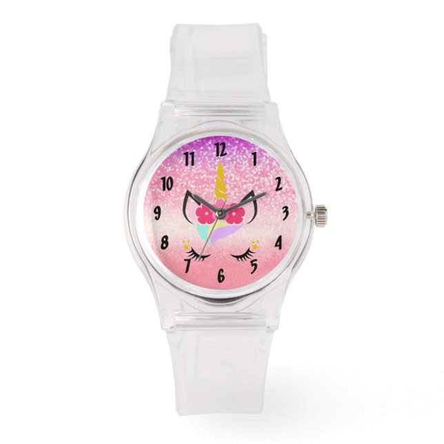 Personalised Unicorn Ombre Glitter Wrist Watch (Front)