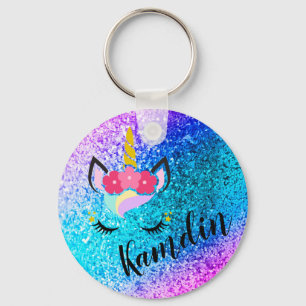 Personalised Unicorn Ombre Key Chain Zipper Pull