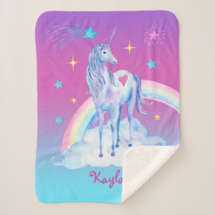 Personalised Unicorn on Clouds Sherpa Snuggy Sherp Blanket