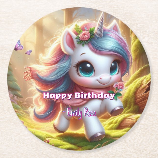 Personalised Unicorn Paper Coasters (Front)