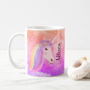 Personalised Unicorn Rainbow Colourful Coffee Mug
