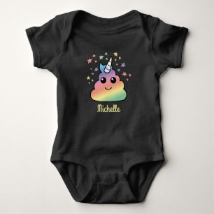 Personalised Unicorn Rainbow Poop Emoji Kawaii Baby Bodysuit