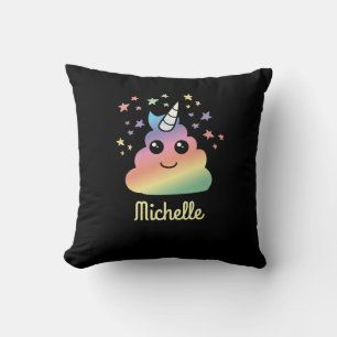 Personalised Unicorn Rainbow Poop Emoji Kawaii Cushion