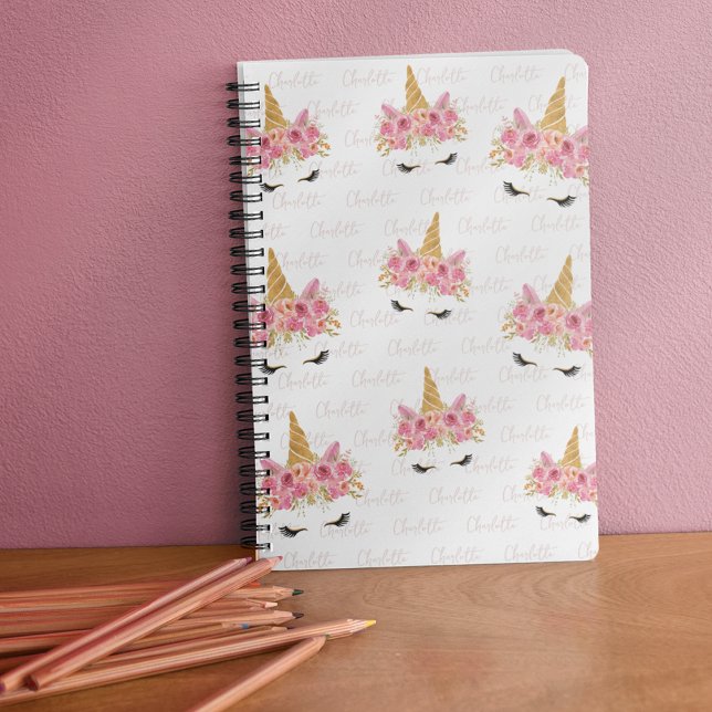 Personalised Unicorn Repeating Name Monogrammed  Notebook (Creator Uploaded)