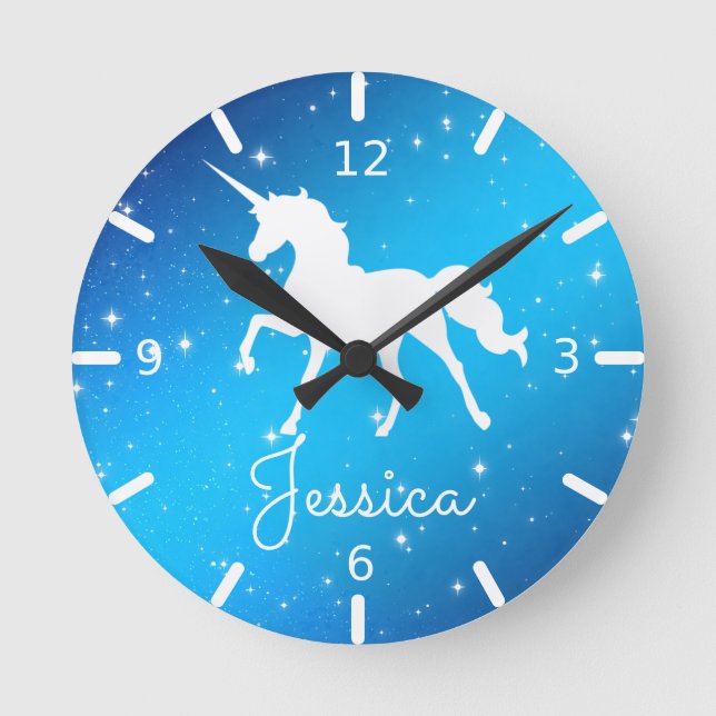 Personalised Unicorn Round Clock (Front)