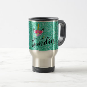 Personalised Unicorn Teal 15 ounce coffee mug