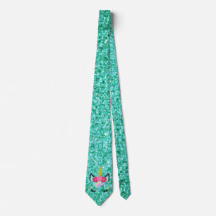 Personalised Unicorn Teal Mens Dress Tie