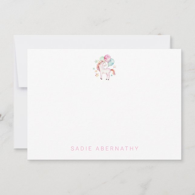 Personalised Unicorn Thank You Note Cards (Front)