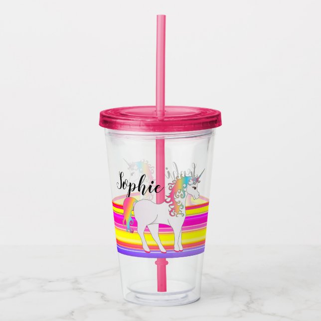 Personalised Unicorn Tumbler With Straw (Front)