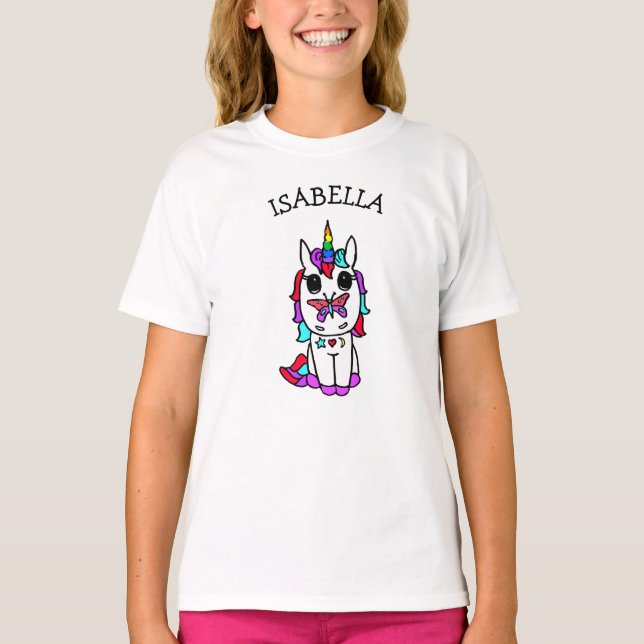 Personalised  Unicorn with Butterfly on Nose Shirt (Front)