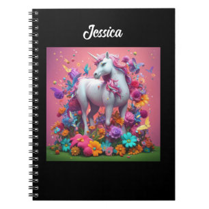 Personalised Unicorn with flowers  Notebook