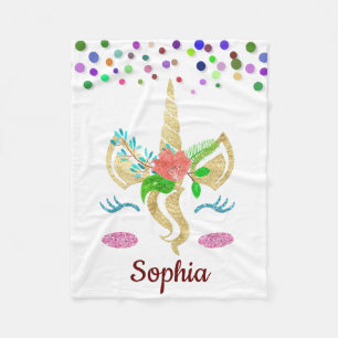 Personalised Unicorn with Pony Fleece Blanket