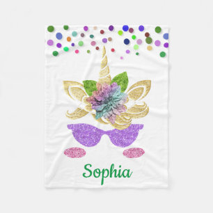 Personalised Unicorn with Pony Fleece Blanket