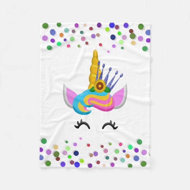 Personalised Unicorn with Pony Fleece Blanket (Front)